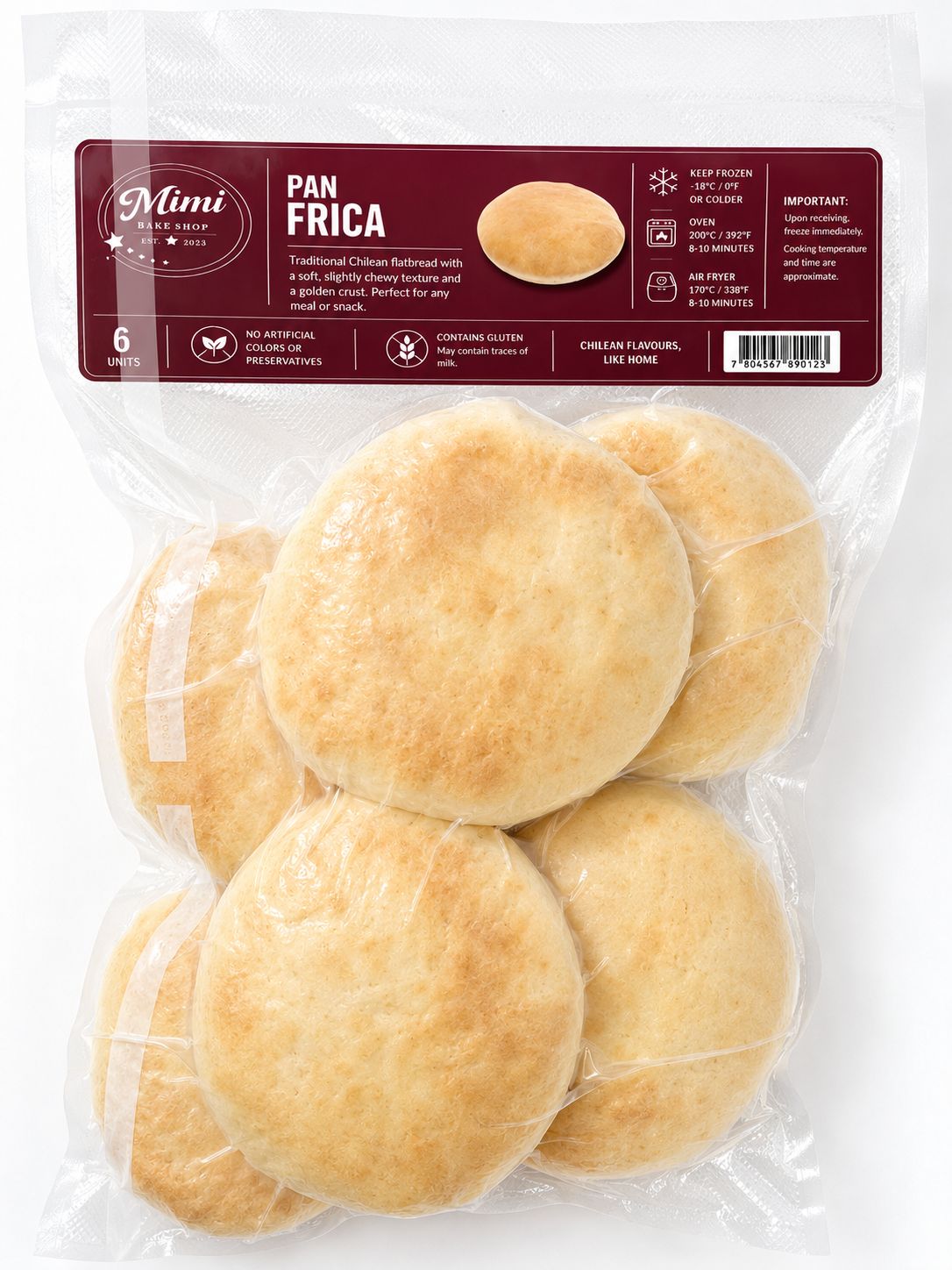PAN FRICA CHILENO (sandwich bread) - 6 UNITS par-baked
